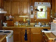 kitchen with old wood cabinets